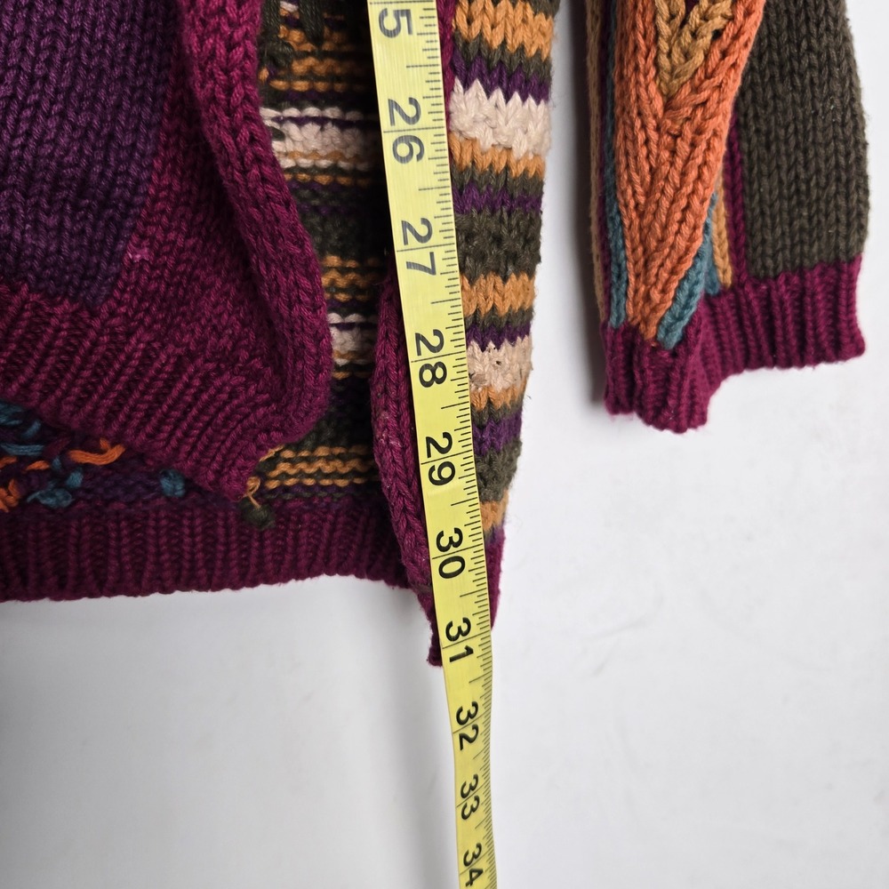 Vtg Reference Point Patchwork Knit Sweater Purple… - image 7